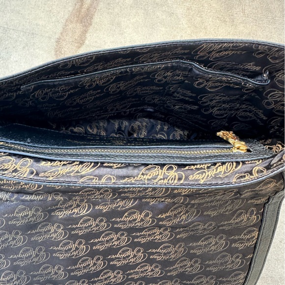 Christian Audigier Black Leather Clutch Handbag Purse - Picture 2 of 7